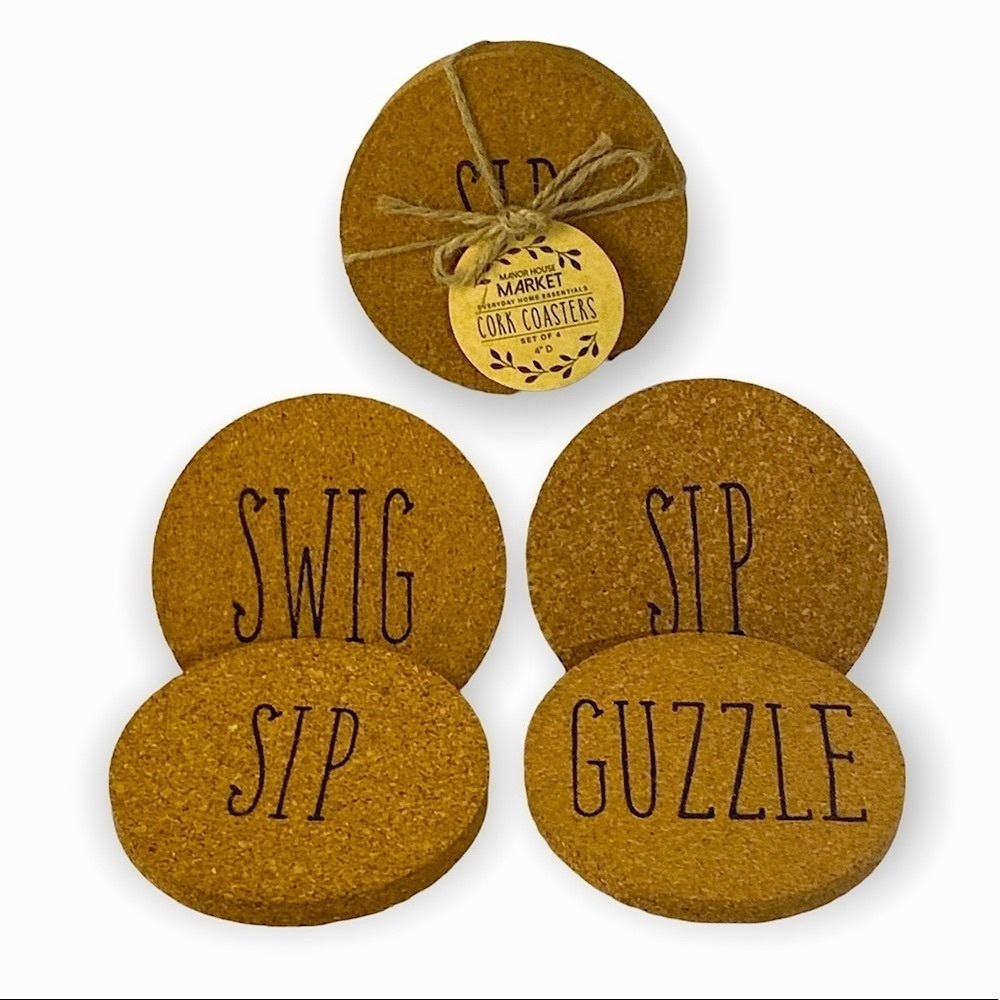 Cork Coasters Set of 4 Rae Dunn Font Quotes Neutral By Manor House Market